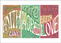 Faith Hope Love - Triptych - A4 Print (C) www.lindisfarne-scriptorium.co.uk 2020